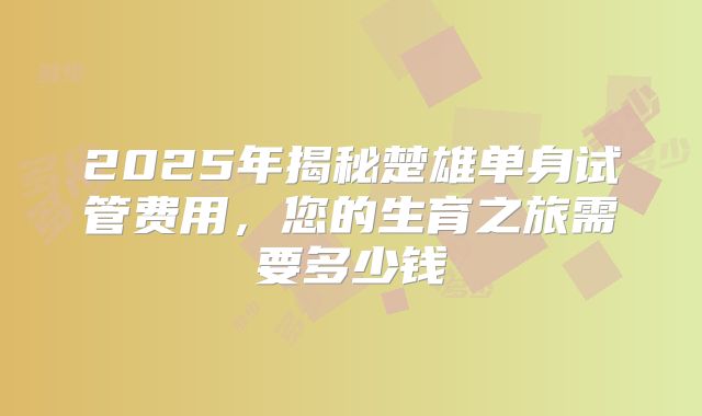 2025年揭秘楚雄单身试管费用，您的生育之旅需要多少钱