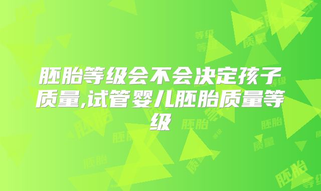 胚胎等级会不会决定孩子质量,试管婴儿胚胎质量等级