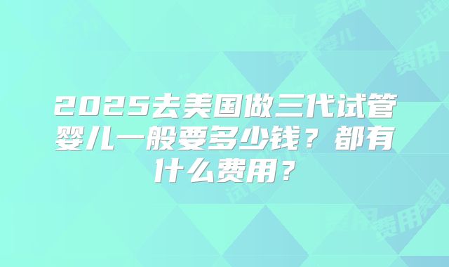 2025去美国做三代试管婴儿一般要多少钱?都有什么费用?