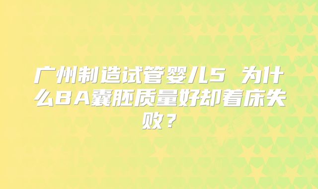 广州制造试管婴儿5 为什么BA囊胚质量好却着床失败？