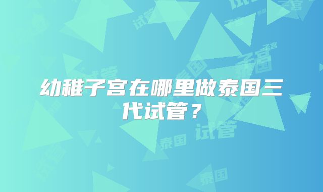 幼稚子宫在哪里做泰国三代试管？