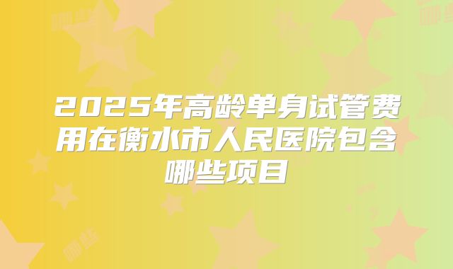 2025年高龄单身试管费用在衡水市人民医院包含哪些项目