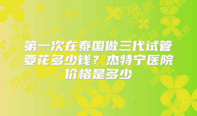 第一次在泰国做三代试管要花多少钱？杰特宁医院价格是多少