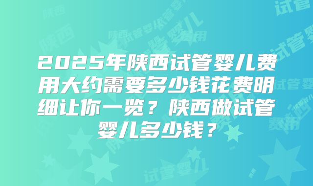 2025年陕西试管婴儿费用大约需要多少钱花费明细让你一览?陕西做试管婴儿多少钱?