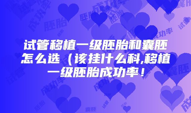 试管移植一级胚胎和囊胚怎么选（该挂什么科,移植一级胚胎成功率！
