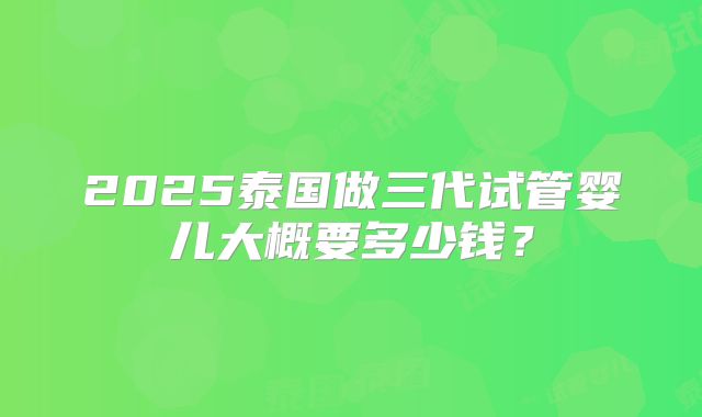 2025泰国做三代试管婴儿大概要多少钱？
