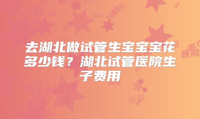 去湖北做试管生宝宝宝花多少钱?湖北试管医院生子费用