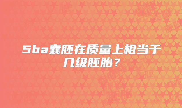 5ba囊胚在质量上相当于几级胚胎?