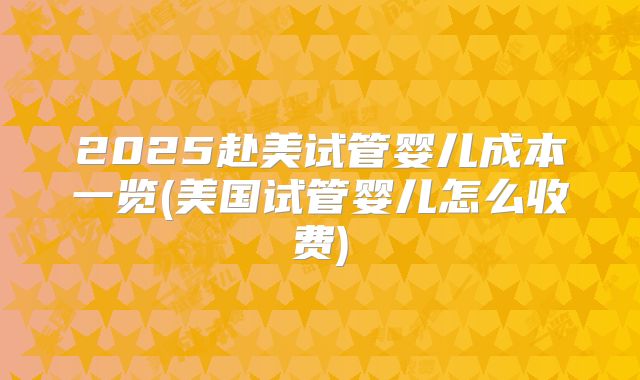 2025赴美试管婴儿成本一览(美国试管婴儿怎么收费)