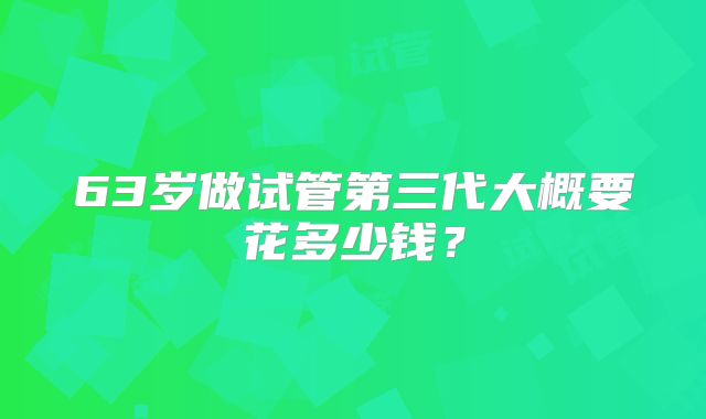 63岁做试管第三代大概要花多少钱？