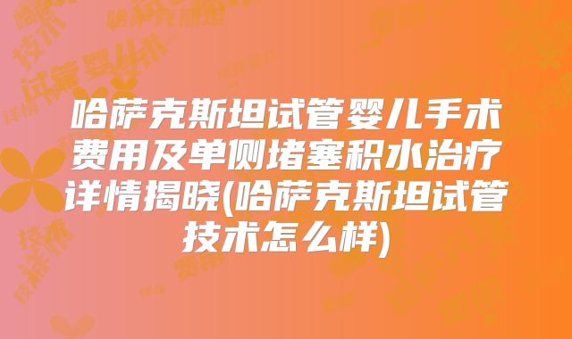 哈萨克斯坦试管婴儿手术费用及单侧堵塞积水治疗详情揭晓(哈萨克斯坦试管技术怎么样)