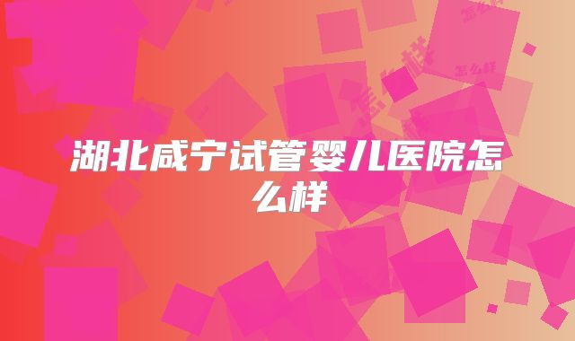 湖北咸宁试管婴儿医院怎么样