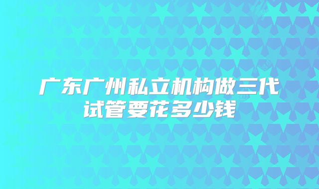 广东广州私立机构做三代试管要花多少钱