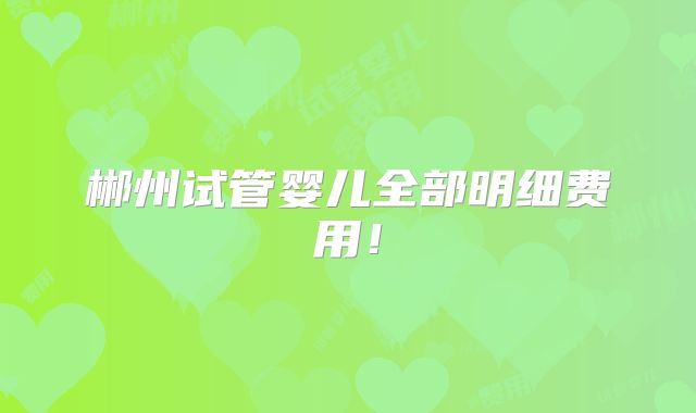 郴州试管婴儿全部明细费用!