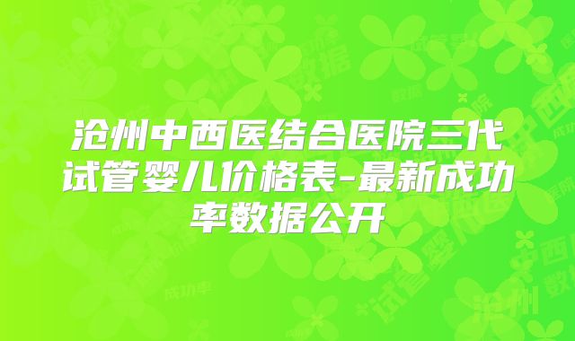 沧州中西医结合医院三代试管婴儿价格表-最新成功率数据公开