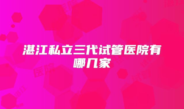湛江私立三代试管医院有哪几家