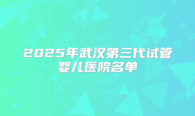 2025年武汉第三代试管婴儿医院名单