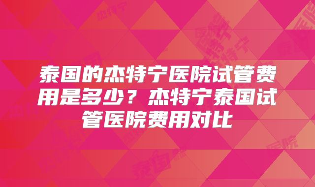 泰国的杰特宁医院试管费用是多少？杰特宁泰国试管医院费用对比