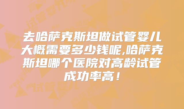去哈萨克斯坦做试管婴儿大概需要多少钱呢,哈萨克斯坦哪个医院对高龄试管成功率高！