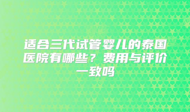 适合三代试管婴儿的泰国医院有哪些?费用与评价一致吗