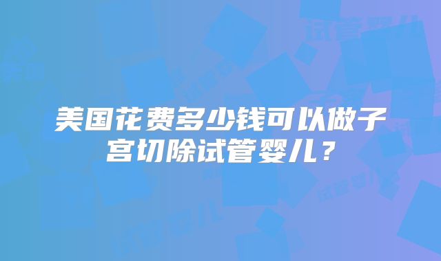 美国花费多少钱可以做子宫切除试管婴儿？
