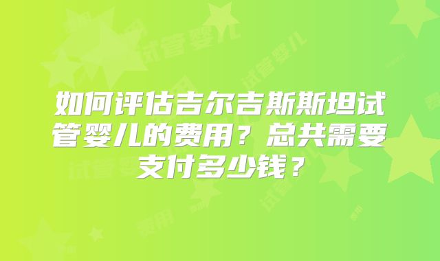 如何评估吉尔吉斯斯坦试管婴儿的费用？总共需要支付多少钱？