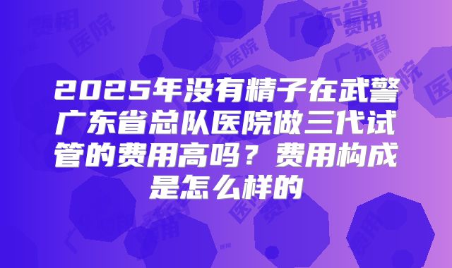 2025年没有精子在武警广东省总队医院做三代试管的费用高吗?费用构成是怎么样的