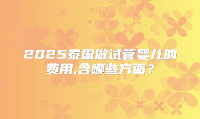 2025泰国做试管婴儿的费用,含哪些方面？
