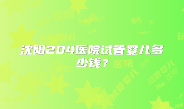 沈阳204医院试管婴儿多少钱？