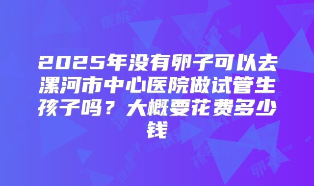 2025年没有卵子可以去漯河市中心医院做试管生孩子吗？大概要花费多少钱