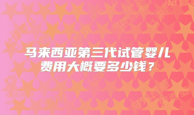 马来西亚第三代试管婴儿费用大概要多少钱？