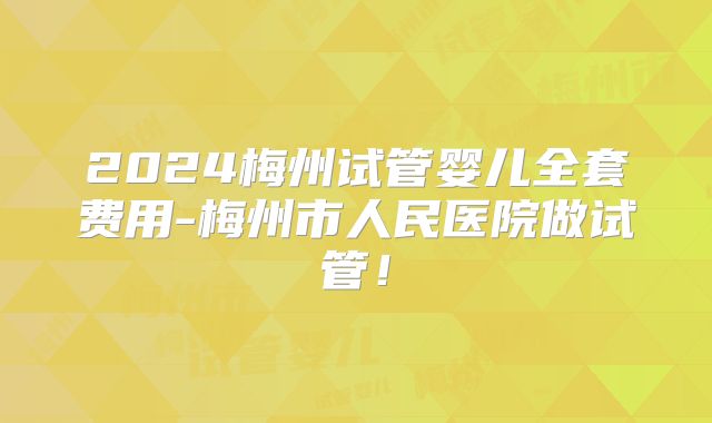 2024梅州试管婴儿全套费用-梅州市人民医院做试管!