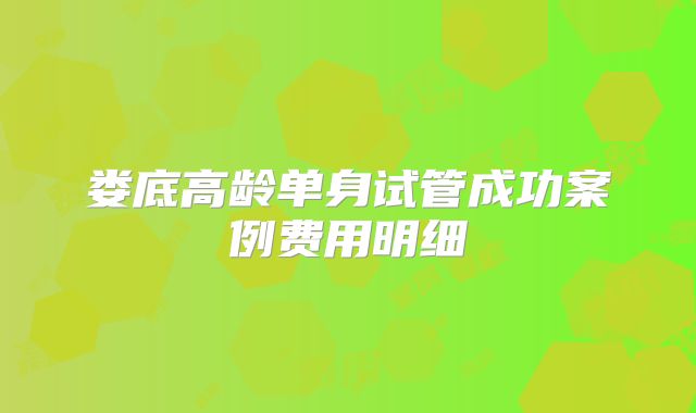 娄底高龄单身试管成功案例费用明细