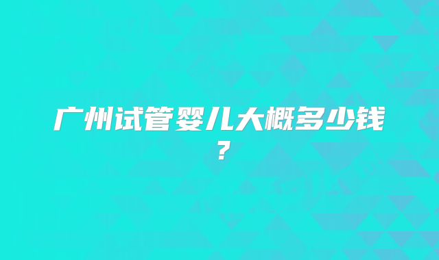 广州试管婴儿大概多少钱？