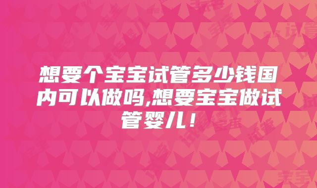 想要个宝宝试管多少钱国内可以做吗,想要宝宝做试管婴儿！