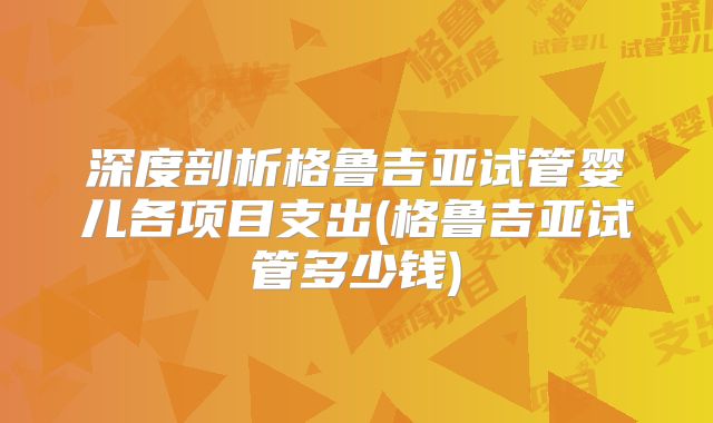 深度剖析格鲁吉亚试管婴儿各项目支出(格鲁吉亚试管多少钱)
