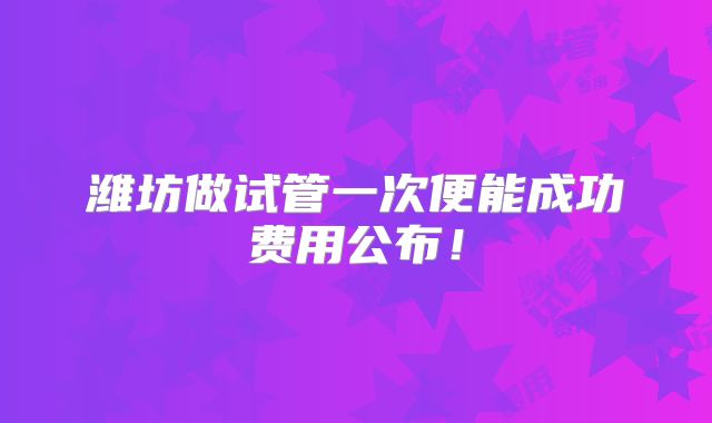 潍坊做试管一次便能成功费用公布！