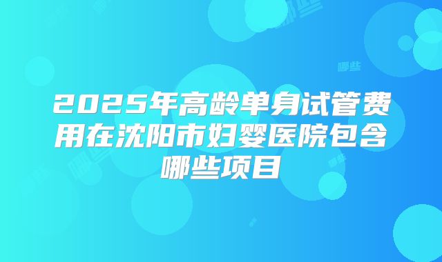 2025年高龄单身试管费用在沈阳市妇婴医院包含哪些项目