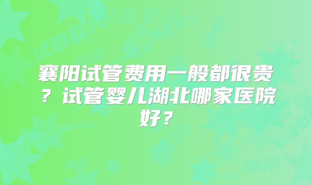 襄阳试管费用一般都很贵？试管婴儿湖北哪家医院好？