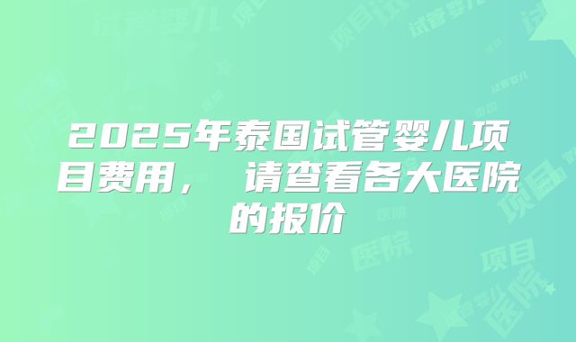 2025年泰国试管婴儿项目费用， 请查看各大医院的报价