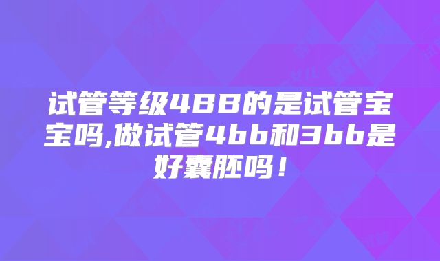试管等级4BB的是试管宝宝吗,做试管4bb和3bb是好囊胚吗!