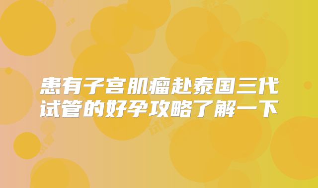 患有子宫肌瘤赴泰国三代试管的好孕攻略了解一下