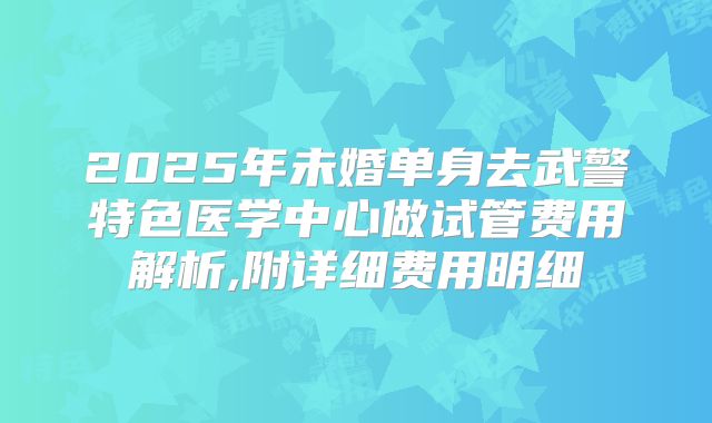 2025年未婚单身去武警特色医学中心做试管费用解析,附详细费用明细
