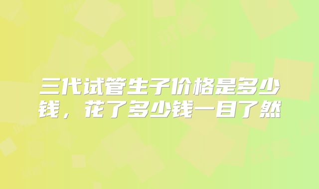 三代试管生子价格是多少钱，花了多少钱一目了然