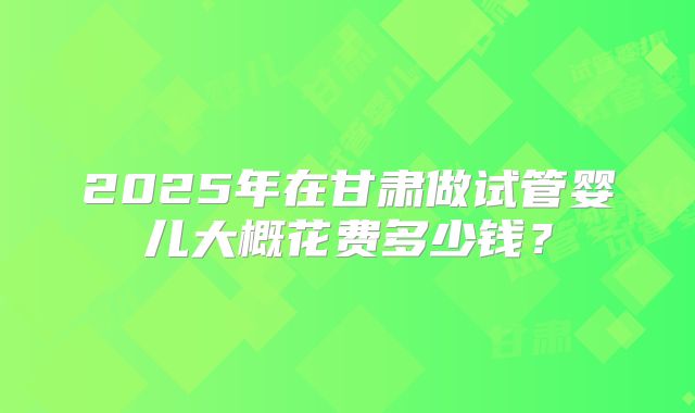 2025年在甘肃做试管婴儿大概花费多少钱?