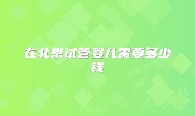 在北京试管婴儿需要多少钱