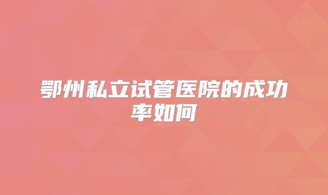 鄂州私立试管医院的成功率如何