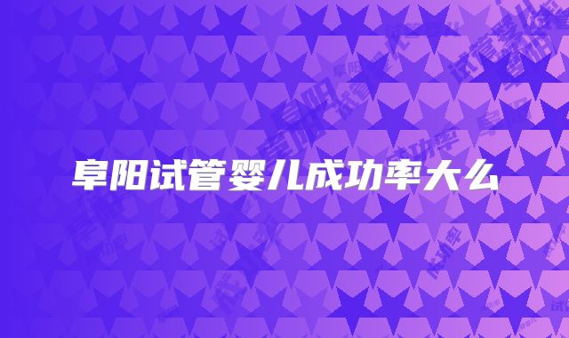 阜阳试管婴儿成功率大么