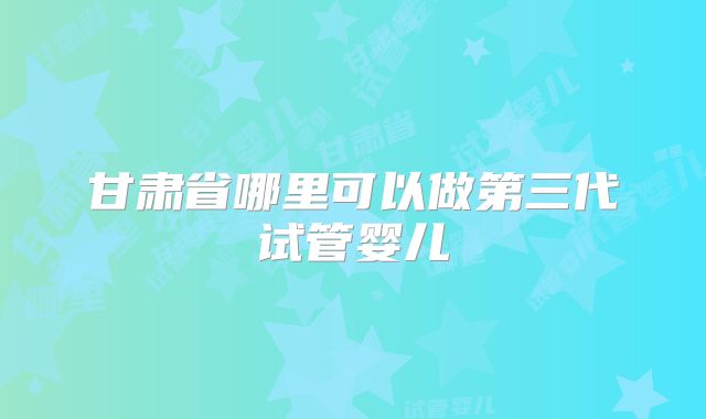 甘肃省哪里可以做第三代试管婴儿