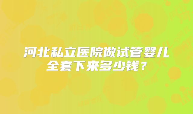 河北私立医院做试管婴儿全套下来多少钱？